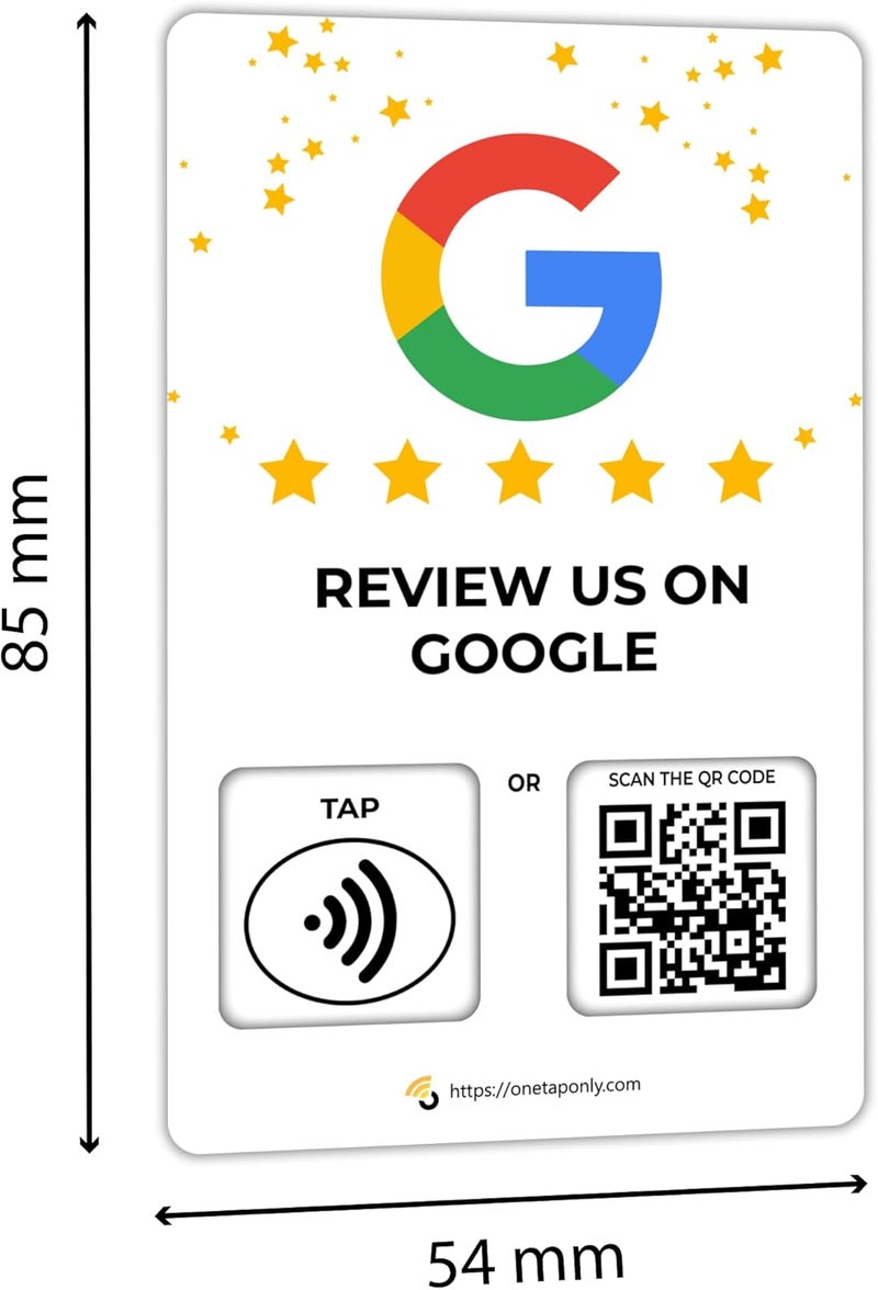 One Tap Only NFC Business Cards 5 Pack – Contactless Smart Tap & QR Code – Compatible with Social Media & Online Review Platforms – Reusable Feedback Tool for Restaurants, Local Businesses – Works with All Phones - Image 3